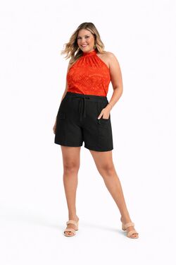 Short Alfaiataria Feminino Plus Size Secret com Bolsos