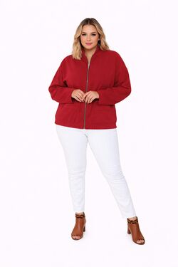 Blusão Plus Size Feminino com Zíper Cor Rio Vermelho Secret