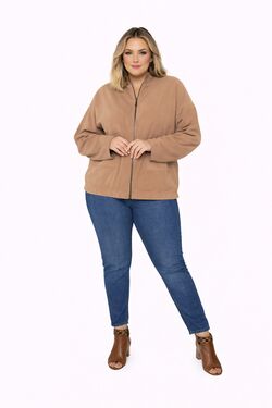 Blusão Plus Size Feminino com Zíper Cor Preto Secret - 54183