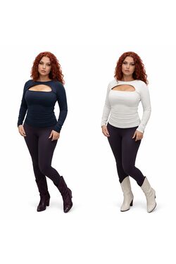 Blusa Slim Manga Longa Recorte Frontal Fitwell em Poliamida com Elastano - 54202