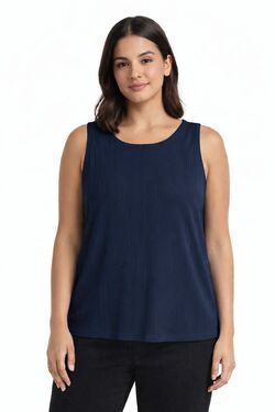 Regata Feminina Canelada Azul em Viscose com Elastano