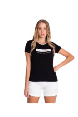 Camiseta Feminina Slim Estampada Discovery Rovitex – Preta