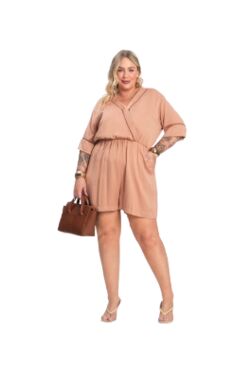 Macaquinho Feminino Plus Size Secret Glam Viscose Leve Conforto Elegante - 54295
