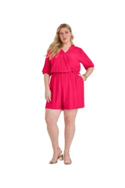 Macaquinho Feminino Plus Size Secret Glam Viscose Leve Conforto Elegante