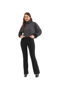 Blusão Cropped Feminino Rovitex Malha Tweed Gola Alta Elegante Conforto