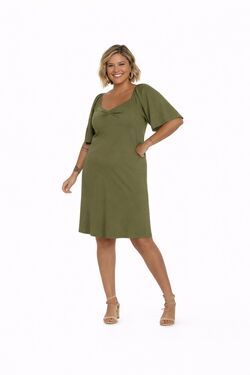 Vestido Plus Size Ribana Canelado Amarelo Secret com Lurex - 54302