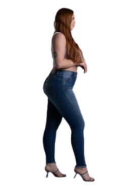 Calça Jeans Skinny Plus Size Feminina Sawary Cintura Alta Barra Diferenciada - 54340