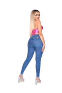 Calça Jeans Cigarrete Feminina Barra Desfiada Bau Baki Cintura Alta