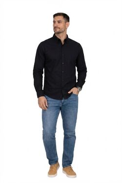 Camisa Masculina Slim Fit Manga Longa Algodão com Elastano Six One - 54352