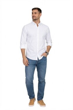 Camisa Masculina Slim Fit Manga Longa Algodão com Elastano Six One - 54353