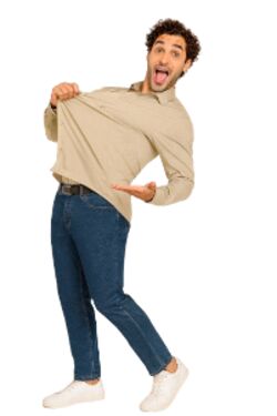 Camisa Masculina Slim Manga Longa Spandex Bege Caw