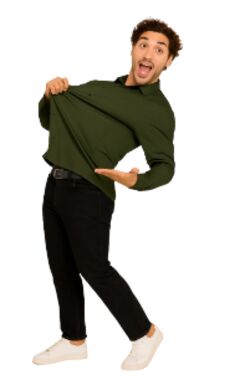 Camisa Masculina Slim Manga Longa Spandex Verde Caw