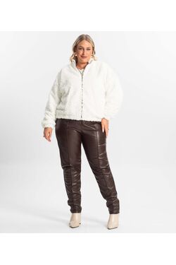 Jaqueta Feminina Pelo Sintético Estilo Alpaca Secret Glam – Quente, Macia e Moderna - 54430