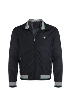 Jaqueta Bomber Masculina Plus Size Enrico Rossi Leve com Zíper Preto e Cinza - 54460