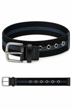 Cinto Masculino de Lona América Preto com Fivela Prata – Tamanhos P ao G